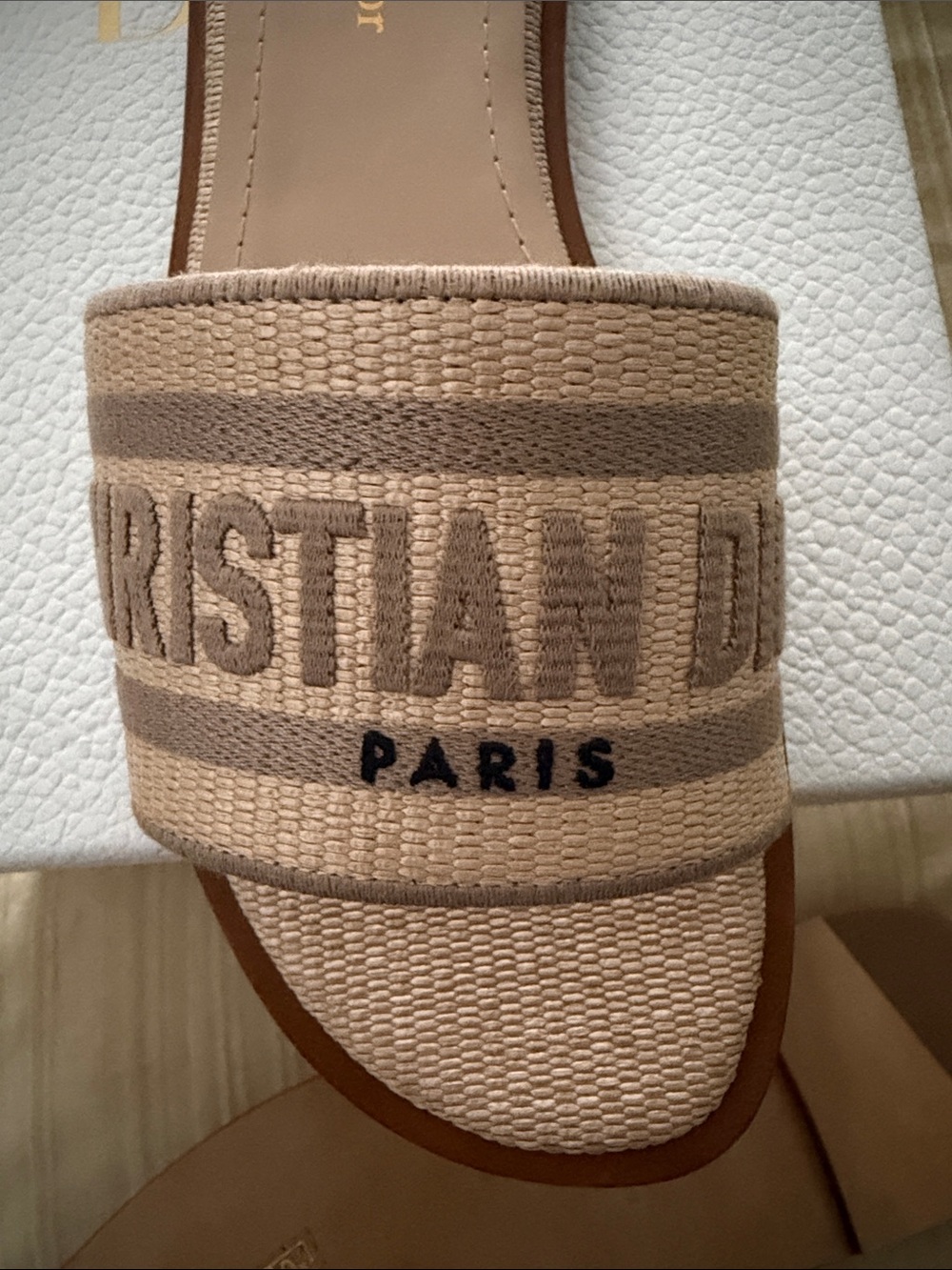 Dior Limited edition Summer Canvas Slide Mules with 'Christian Dior Paris' Band - Picture 7 of 9